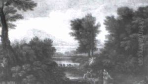 A Classical Italianate Landscape With John The Baptist by Gaspard Dughet