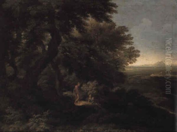 A Classical Landscape With Figures Conversing Near A Wood - view 1