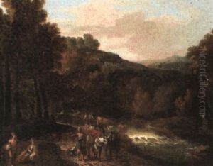 River Landscape With Travellers And Donkeys River Landscape With Travellers And Donkeys