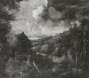 Wooded Italianate Landscape With Two Classical Figures by Gaspard Dughet