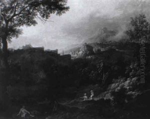 Sudliche Landschaft Mit Einer Stadt by Gaspard Dughet