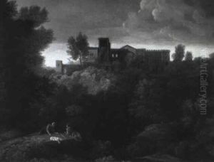 An Italianate Landscape With Ancient Romans Conversing by Gaspard Dughet