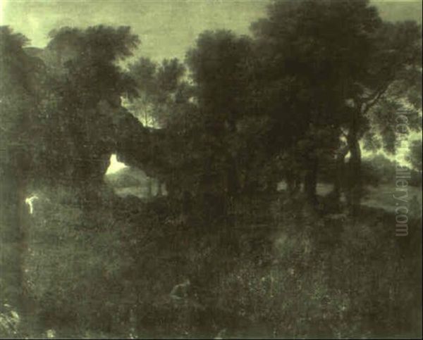 Classical Landscape With A Fisherman And Shepherds With Their Animals - view 1