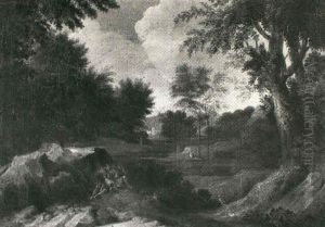 Landscape With Figures Resting Beside A Pool by Gaspard Dughet