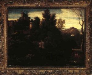 Classical Landscape With Figures Bathing Classical Landscape With Figures Bathing