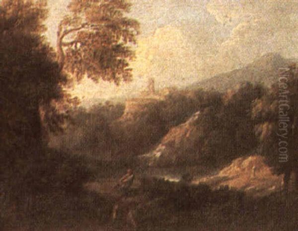 River Landscape With A Shepherd And A Castle Beyond - view 1
