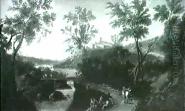 View Of An Extensive River Landscape With Figures - view 1