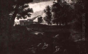 Peasants In An Extensive Landscape by Gaspard Dughet