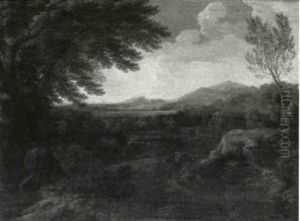 Italianate Landscape With A Figure On A Road by Gaspard Dughet
