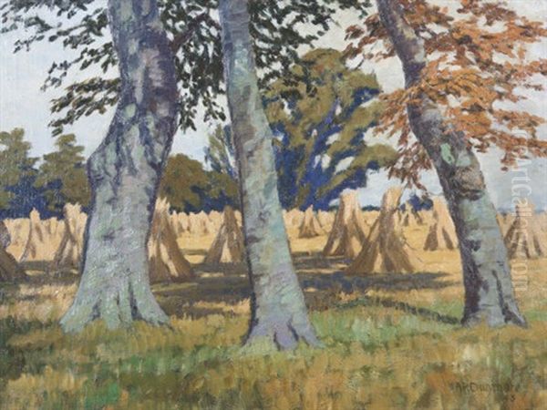 Three Beeches And Haystacks - view 1