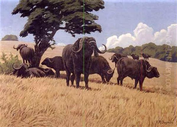 Herd Of Water Buffalo Resting - view 1