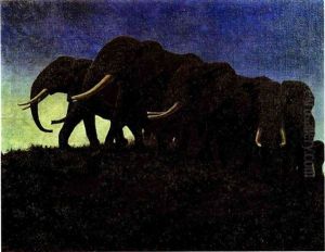 The Moonlight March Of The African Elephants by Arthur Radclyffe Dugmore