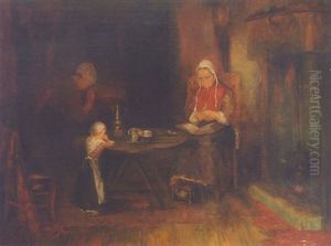 A Peasant Family In A Cottage Interior by Simon Duiker