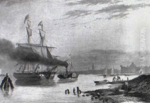 Under Tow With Amsterdam (?) Beyond by Jacob Hendrik Van Duinen