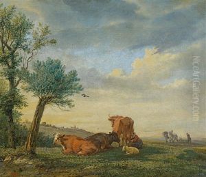 Landschaft Mit Vieh Und Pflugenden Bauern
