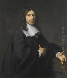 Portrait Of A Gentleman, Three Quarter Length, Standing, Wearing A Black Cloak With A Large Flat Collar And Tassels, And Holding A Pair Of Gloves Portrait Of A Gentleman, Three Quarter Length, Standing, Wearing A Black Cloak With A Large Flat Collar And Tassels, And Holding A Pair Of Gloves