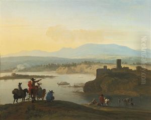 Extensive Italianate Landscape With An Elegant Company And A Lime Kiln
