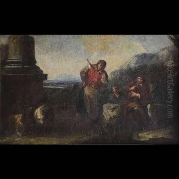 Figure Di Pastori Con Rovine - view 1