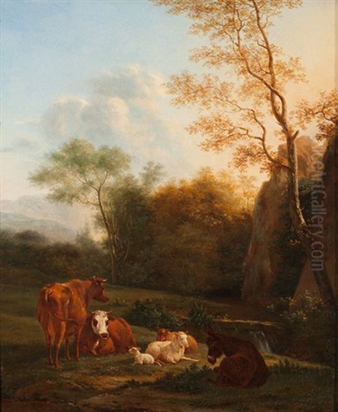 Landschaft Mit Esel, Kuhen Und Schafen - view 1