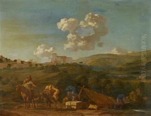 Reisende In Einer Weiten Landschaft by Karel Dujardin