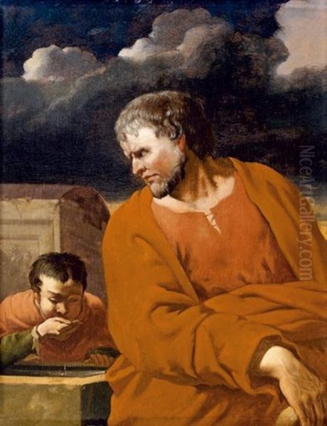 Philosophe Observant Un Garcon Buvant Dans Sa Main. (diogene ?) - view 1