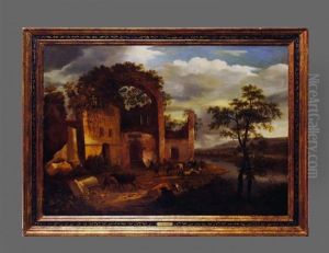 Antiquated Ruins With Figures And Animals Antiquated Ruins With Figures And Animals