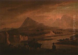 Tiberlandschaft Mit Weidevieh Und Hirten, Im Hingergrund Der Berg Soratte by Karel Dujardin