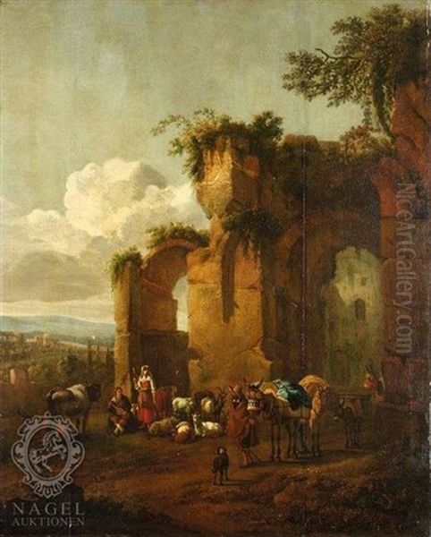Sudliche Ruinenlandschaft Mit Hirten - view 1