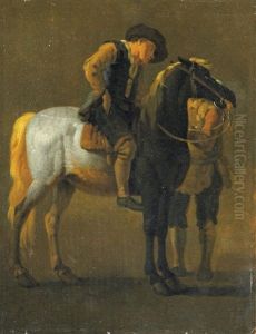 Reiter Mit Pferdeknecht Reiter Mit Pferdeknecht