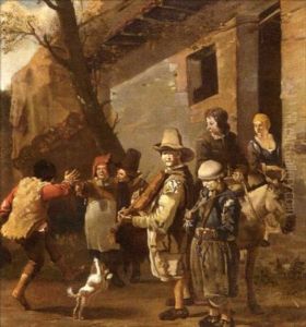 Scene De Kermesse Paysanne Avec Deux Jeune Violinistes