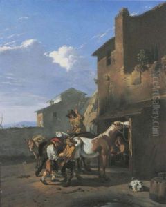 Horsemen Before A Farriers by Karel Dujardin