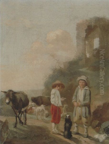 A Landscape With Young Boys Tending Their Animals Before A Set Of Ruins - view 1