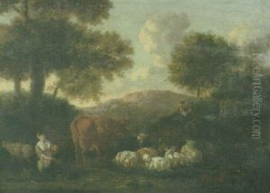 Figures In A Landscape With Cattle And Sheep