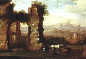 Sudliche Landschaft Mit Einer Hirtenszene by Karel Dujardin