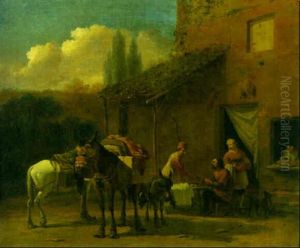 A Traveller Taking Refreshment At An Inn by Karel Dujardin