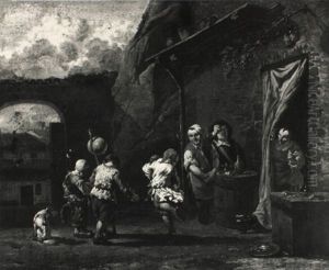 Figures Outside A Tavern by Karel Dujardin