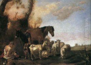 Landskap Med Herde Och Boskap by Karel Dujardin