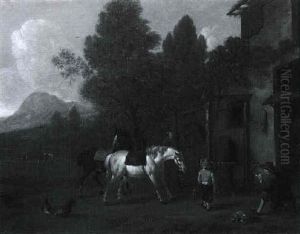 Pferde Vor Der Hufschmiede by Karel Dujardin