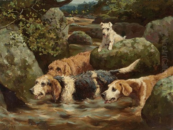 Otter Hounds; Otter Hounds On The Scent (a Pair) - view 1