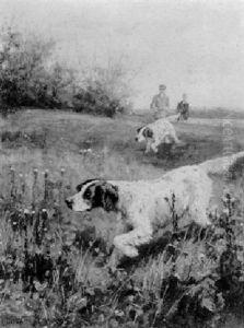Huntsmen With Pointers by Alfred Duke