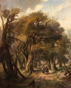 Reisigsammler Im Wald Von Fontainebleau by Charles-Marie Dulac