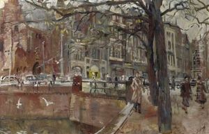 A Busy Day At De Plaats, With The Gevangenpoort On The Left, The Hague by Erasmus Bernhard Van Dulmen Krumpelman