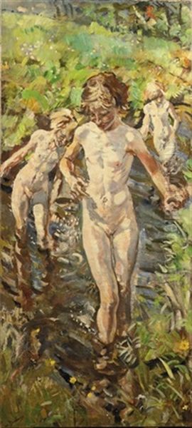 Children Bathing In The River Aa - view 1