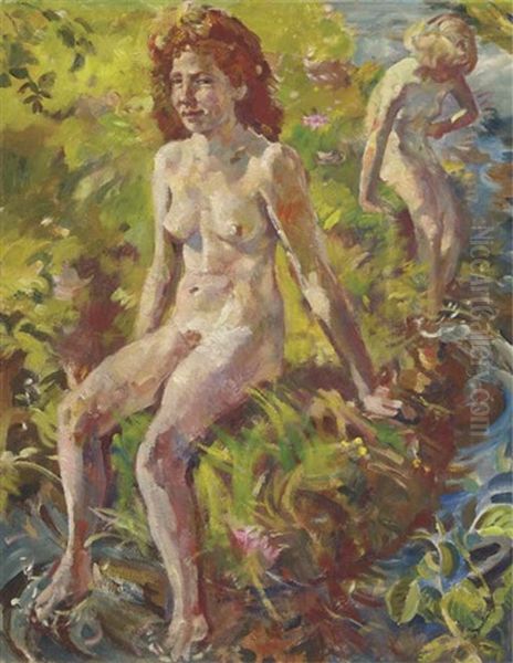 Girls Bathing In The River Aa - view 1