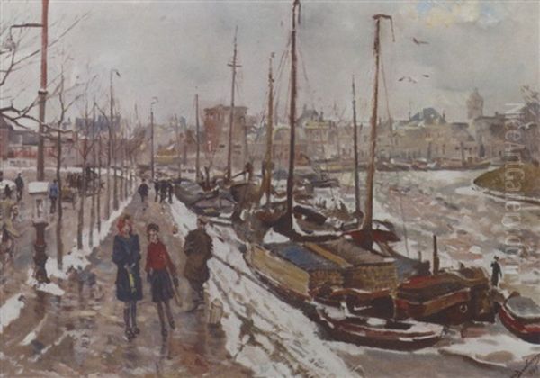 The Westerhaven, Groningen, In Winter - view 1