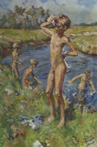 Boys Playing In The River Aa