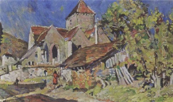 Figures In Front Of A Church - view 1