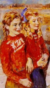 Portrait Of Two Girls by Erasmus Bernhard Van Dulmen Krumpelman