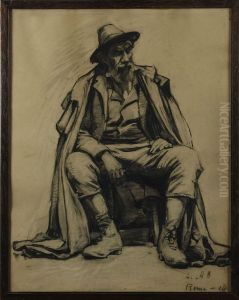 Sittande Mansfigur by Alma Arnell