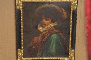 Portrait Of A Cavalier, Wearing A Green Coat And Red Cloak